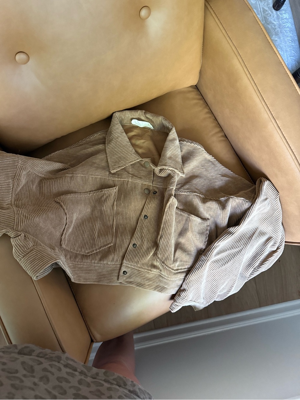 Corduroy Crop Jacket in Light Brown